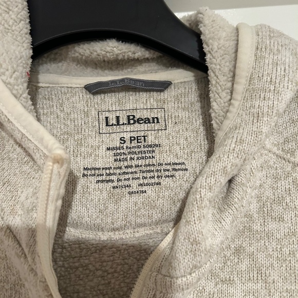 L.L. Bean's Sweater Fleece Full-Zip Hoodie in Cream - Women's Petite Small - Picture 6 of 10